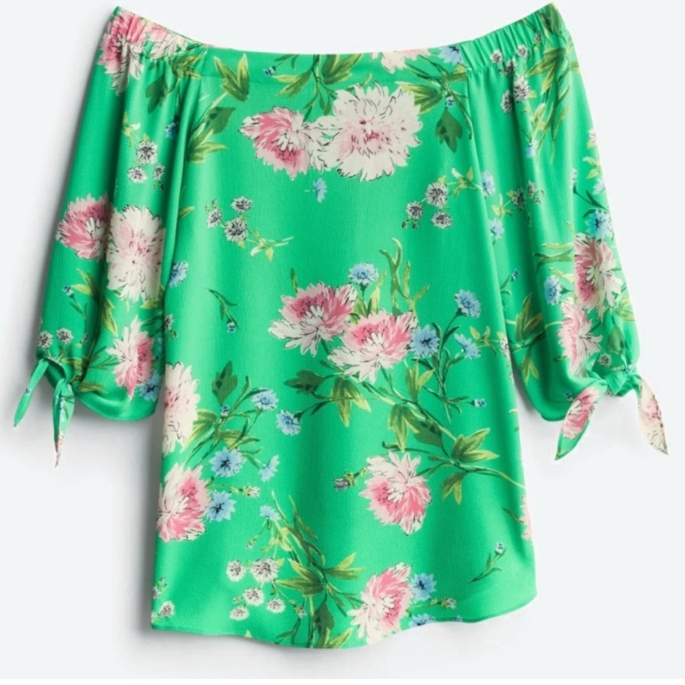 Status Floral Green Off-Shoulder Top